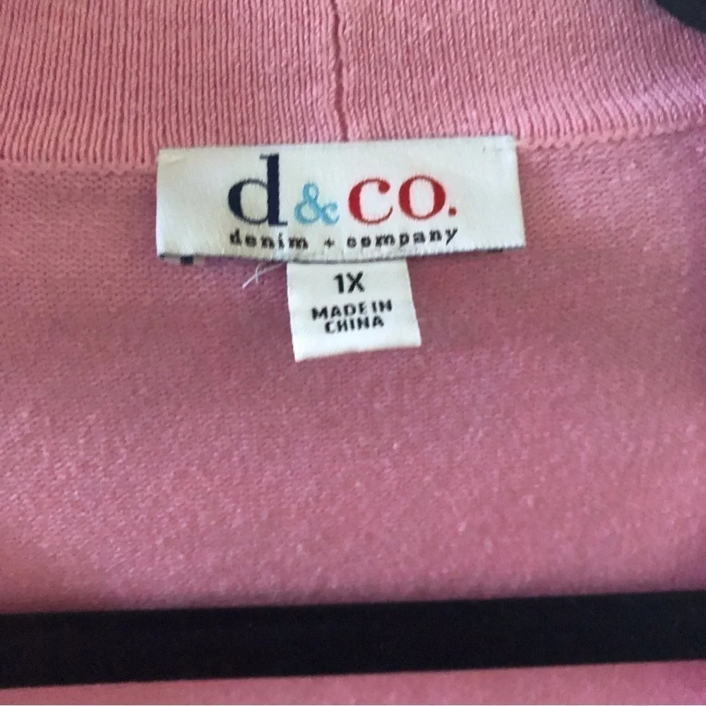 Denim & Co pink cotton blend knit short cardigan in size 1x